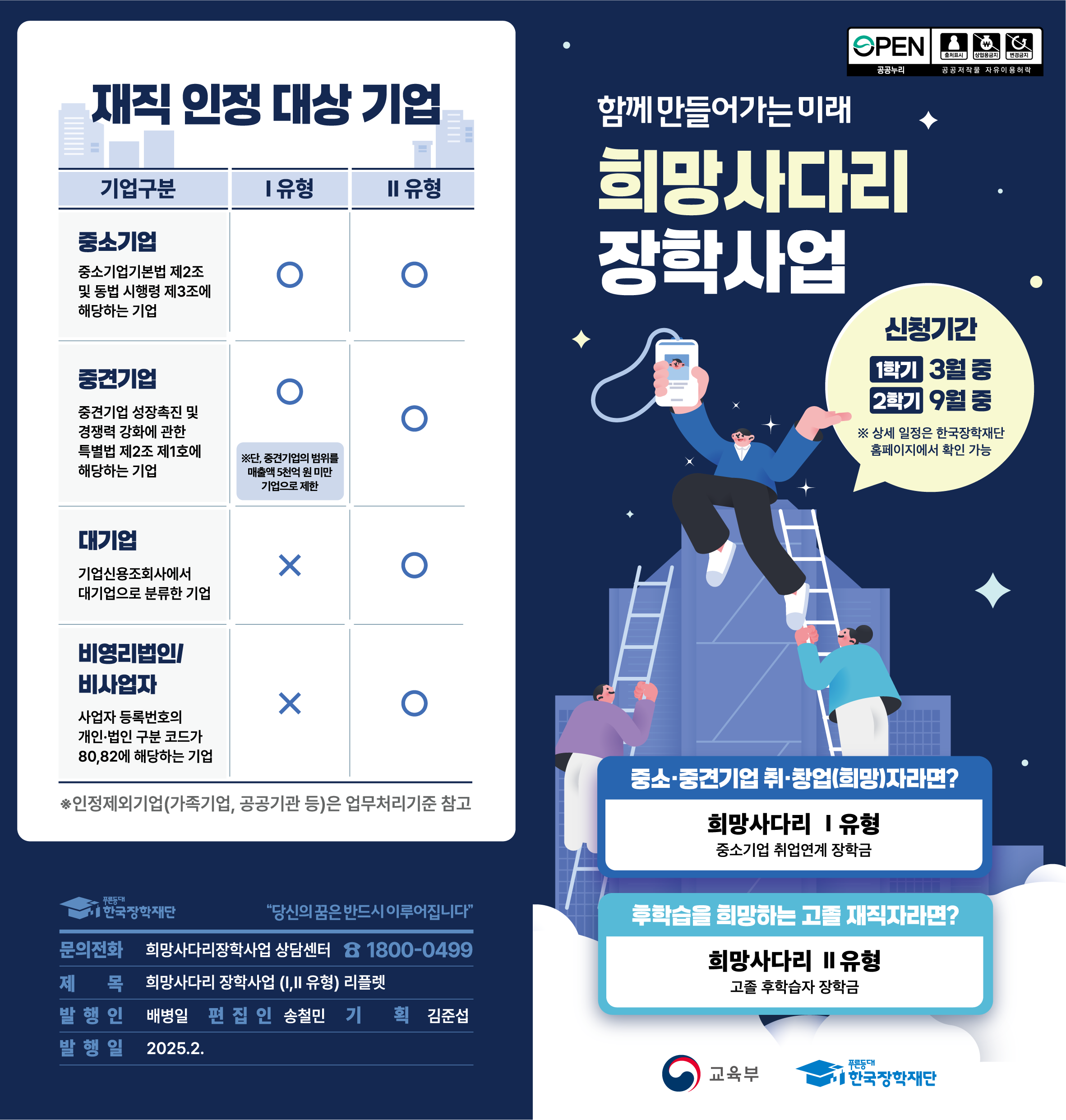 2025년도 1학기 중소기업취업연계(희망사다리Ⅰ유형) 장학사업 신규 장학생 신청 안내(기간 연장 안내)