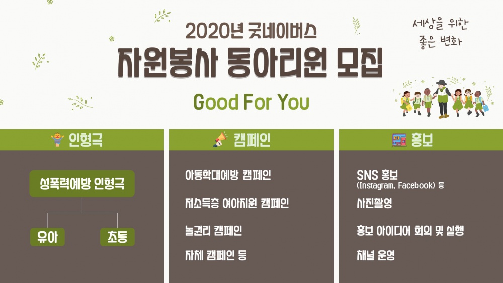 [굿네이버스] 2020년 대학생 자원봉사 동아리 7기 모집