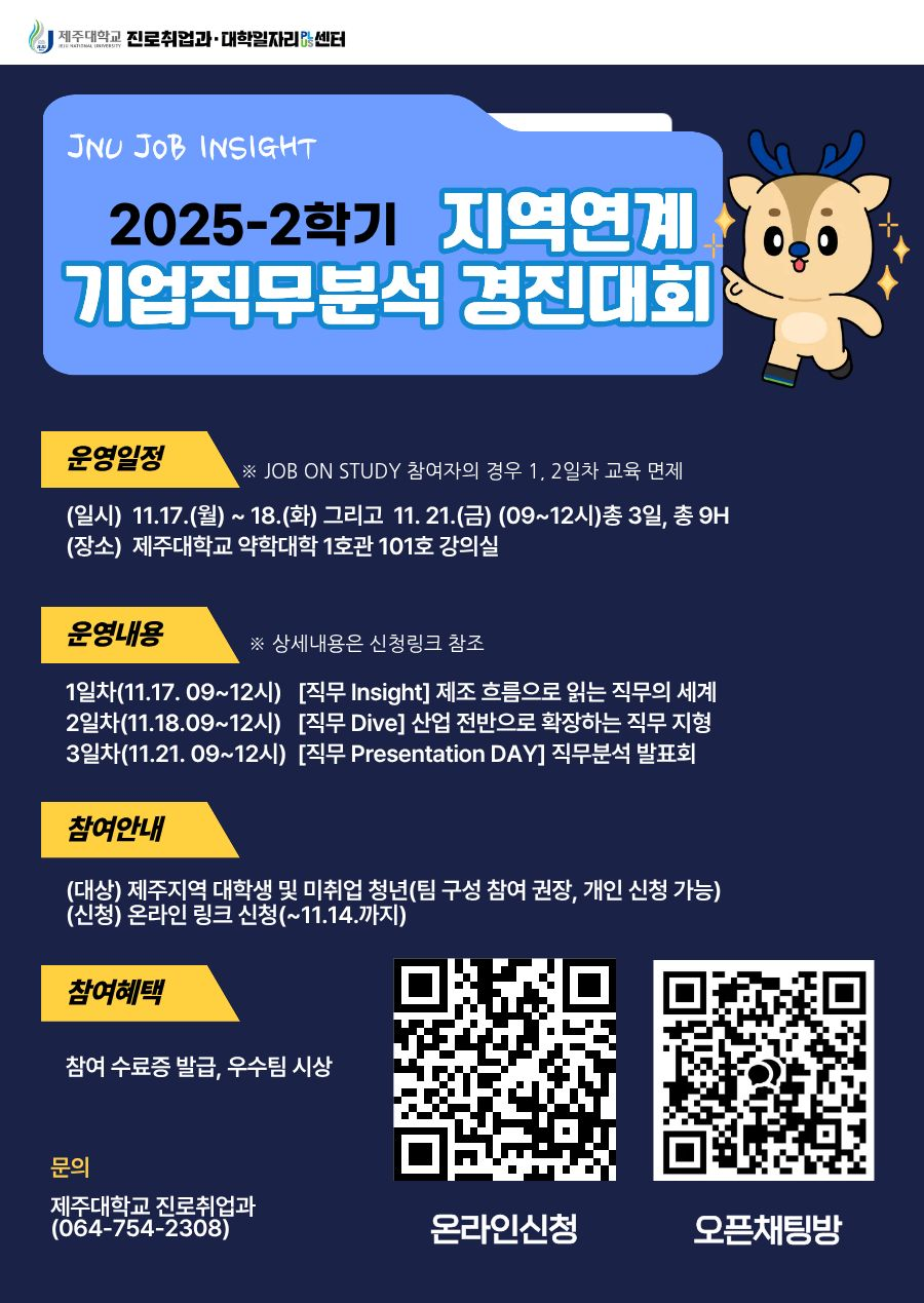 제주대 ‘기업직무분석 경진대회’ 개최⋯ 참가자 모집